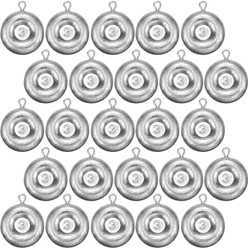24 Pieces Fishing Disc Sinkers Weights Disc Sinker Fishing Sinkers Weights for Saltwater Catfishing Trolling Surf Tackle - size: 3 oz