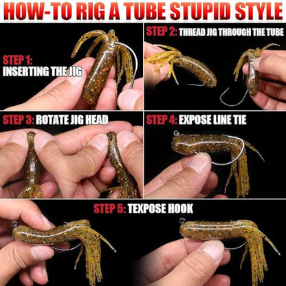 XFISHMAN-Tube-Jig-Heads-for-Bass-Fishing-Tube-Bait-Hooks 1/16oz 1/8oz 3/16oz 1/4oz (12-Pack) - color: 3/0 Hooks, size: 1/8oz (12-Pack)