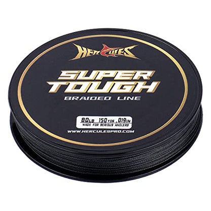 HERCULES Super Tough Braided Fishing Line 4 Strands / 8 Strands, 4lb - 160lb Braid Lines, 150/300/500/1000 Yards for Saltwater - color: Black, size: 10LB (150 Yards) - 4 Strands