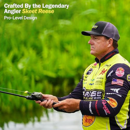 Next 2 Freshwater Bass Fishing Rod, Casting, Carbon Fiber | Fishing Pole For Jigs, Crankbaits, Swimbaits & Glide Baits, 6-40 lb, 3/16-8.3 oz, Graphite & Fiberglass, Carbon Fiber Grips - size: 6'10" MH, FAST (6104C)