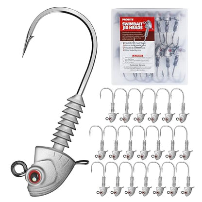 Swimbait Jig Heads, 20PCS/Box, 4 Size Options, Strong Hook & Anti-Loose Design, Ideal for Freshwater & Saltwater Fishing - size: 3/16 oz