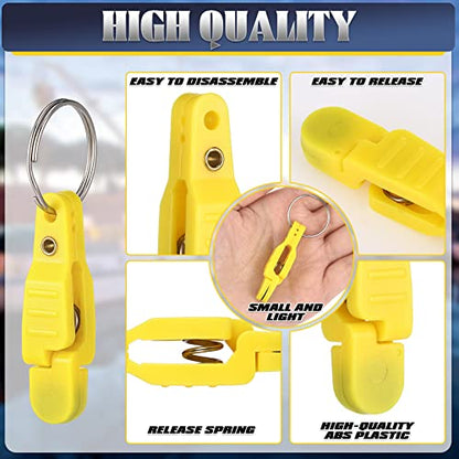 Honoson 20 Pieces Heavy Tension Snap Release Clips Padded Trolling Clips with Key Ring for Weight Planer Board Offshore Kites Downrigger Fishing - color: Yellow