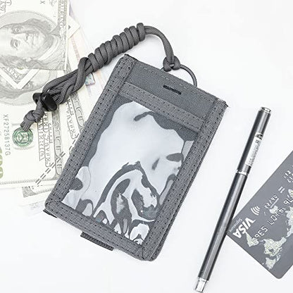 EXCELLENT ELITE SPANKER Tactical ID Card Holder Hook & Loop Patch Badge Holder Key Ring with Adjustable Neck Lanyard (Grey) - color: Grey
