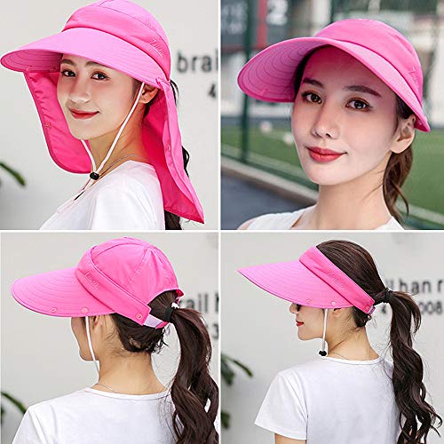 Outdoor UPF 50+ UV Sun Protection Waterproof Breathable Face Neck Flap Cover Folding Sun Hat for Men/Women - color: Pink