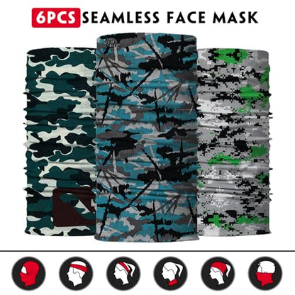 Neck Gaiter for Men Women Headwear Bandana Head Wrap Face Scarf Mask Cover Warmer Balaclava-Seamless & Versatile - color: A-classic Camo 2
