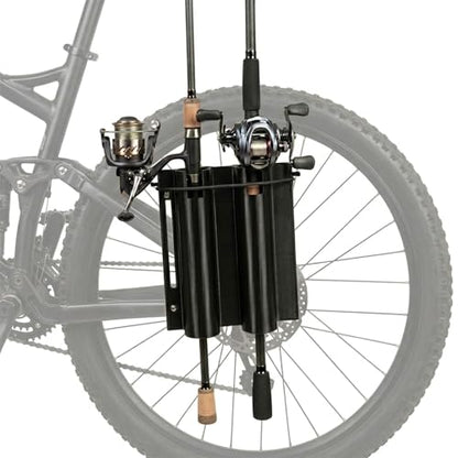 Bike Fishing Rod Holder,Fishing Rod Holder for Bike Frame,Bicycle Fishing Pole Holder with Stainless Steel R-Clamps & Elastic Straps,Secure Bicycle Rod Holder,Fits Most Rods with Reels