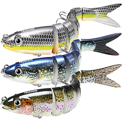 TRUSCEND Swimmax Easy Catch Fishing Lures with BKK Hooks, Wiggling, Vibrating, Rattling and Gurgling for More Bite, Heavy-Duty Dyneema Fiber Jointed Swimbaits for Bass, Trout, Walleye, Crappie, Pike - color: A2-5.5",0.7oz