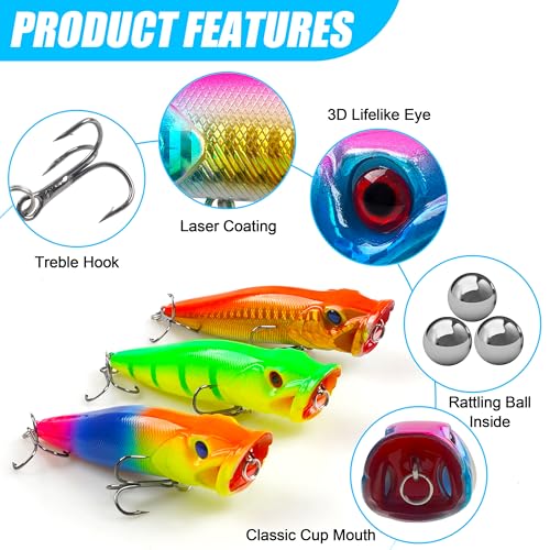 8PCS Fishing Lures Popper Lures Shadllow Deep Diving Swimbait Crankbait Fish Wobble Hard Fishing Baits for Bass Trout Freshwater and Saltwater Fish Tackles 3.54inch/4.0inch - color: 3.54inch - 8pcs