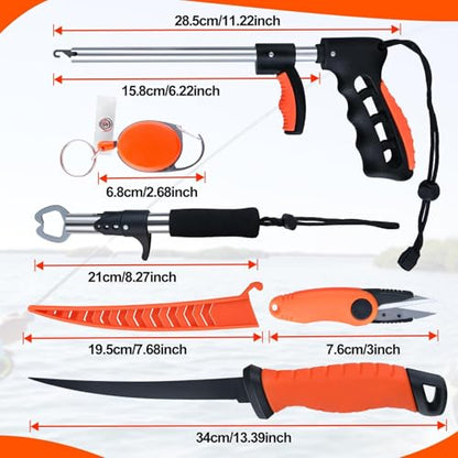 SPEEDWOX Fishing Pliers Hook Remover - Saltwater Gear With Line Cutter, Crimping Tool, Clippers, Pistol Grip Split Ring - style: 7PCS
