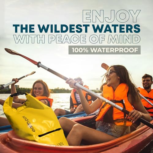 Earth Pak Waterproof Dry Bag with Zippered Pocket - Waterproof Dry Bag Backpack Keeps Gear Dry - color: Yellow, size: 5L
