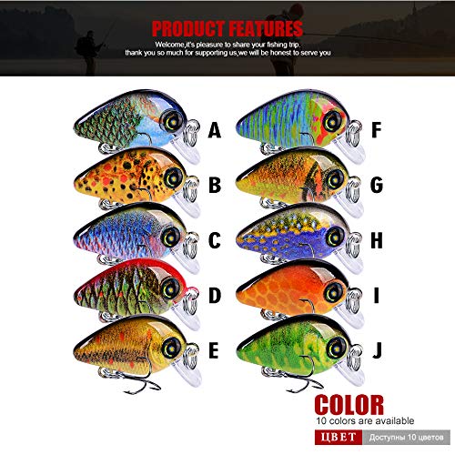 Mini Crankbait Fishing Lures Kits Swimbait Wobbler Hard Baits for Bass Trout Pike Freshwater and Saltwater 10pc-20pc/pack - color: 10pcs-2.85cm/0.069oz