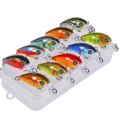 Mini Crankbait Fishing Lures Kits Swimbait Wobbler Hard Baits for Bass Trout Pike Freshwater and Saltwater 10pc-20pc/pack - color: 10pcs-4.7cm/0.14oz+BOX