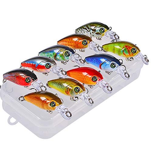 Mini Crankbait Fishing Lures Kits Swimbait Wobbler Hard Baits for Bass Trout Pike Freshwater and Saltwater 10pc-20pc/pack - color: 10pcs-4.7cm/0.14oz+BOX