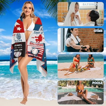 Baseball Gifts for Boys- Coach Gifts-Baseball Towel for Boys Girls 63" x 31.5" Microfiber Baseball Beach Towel for Kids Bath Pool Shower Camping Travel (Baseball Towel, 63"x 31.5") - color: Baseball Towel