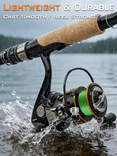 Jenseits Lightweight Spinning Fishing Reel, Sealed Carbon Fiber Up to 20 LB Max Drag, 5+1/6+1BB for Freshwater, 5.2:1 Gear Ratio,CNC Aluminum Spool,1000 Perfect for Ice Fishing, 2000-5000 Series - size: XJ-2000