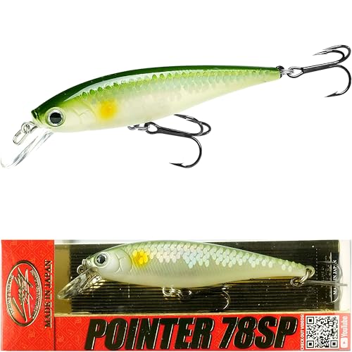 LUCKY CRAFT Pointer 78SP Fishing Lures, 3" Freshwater Bass & Trout Lures, Suspending 4ft-5ft Depth, Jerkbait, Bass Fishing Gear and Accessories, Ghost & Aurora - color: 829 MS Ghost Ayu