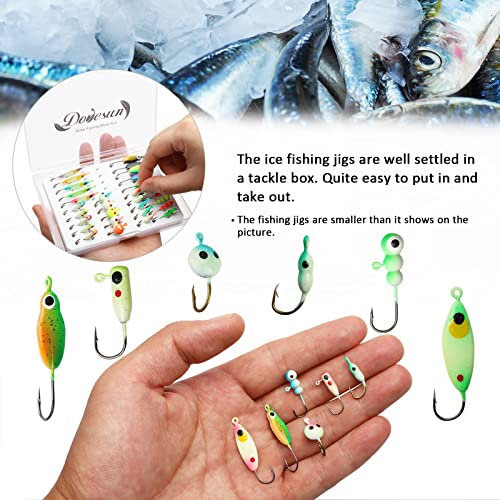 Dovesun Fishing Kit Ice Fishing Jigs Ice Fishing Lures Walleye Fishing Lures Crappie Jigs 135pcs/58pcs/45pcs/34pcs/30pcs/8pcs - color: D-Ice fishing jigs 30pcs