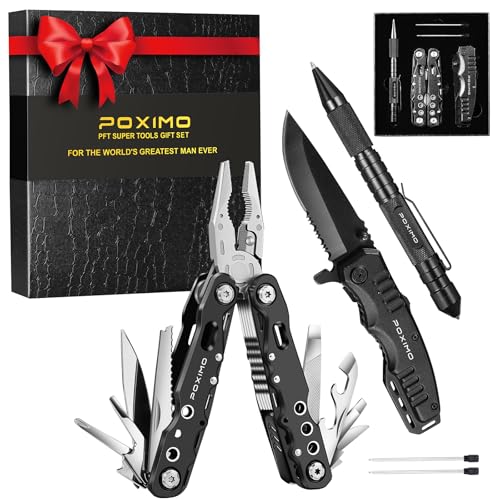 Multitool Gift Set for Men Dad Him, 3-in-1 EDC Survival Kit with 14 in1 Multi-Pliers, Pocket Knife & Tactical Pen | Premium Military-Grade Multi Tools for Camping, Car, Father’s Day, Dad Gifts - style: MEN GIFTS