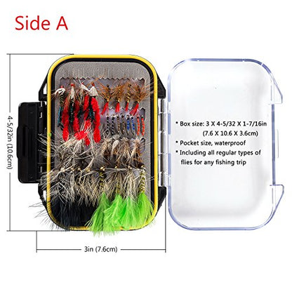 BASSDASH Fly Fishing Flies Kit Fly Assortment Trout Bass Fishing with Fly Box with Dry/Wet Flies, Nymphs, Streamers, Popper - style: 72 Pcs Assorted Flies Kit