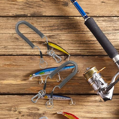 Luxshiny Retractable Coiled Lanyard Multifunctional Outdoor Use 3pcs with Keychain Sturdy TPU Coated Steel Wire with Metal Buckle for Fishing Gear and Hand Tools for Cycling and Climbing
