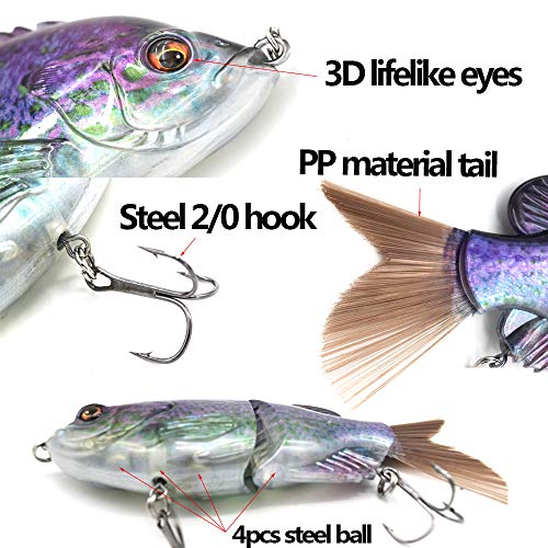 5.9in Multi Jointed Swimbait Fishing Lures Bait,2 Segment Big Giant Sinking Fishing Bass Lures,Crankbaits Swimbaits with Treble Hook - color: 5.9in,1.94oz-Color E