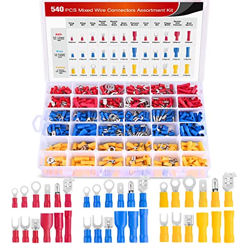 Nilight 540PCS Mixed Quick Disconnect Electrical Insulated Butt Bullet Spade Fork Ring Solderless Crimp Terminals Wire Connectors Assortment Kit - color: 540PCS Mixed Crimp Terminals