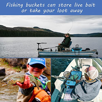 Transparent Top Cover Fishing Bucket, Foldable Fish Bait Bucket, Multifunctional Minnow Bucket, Live Fish Container, Fish Protection Bucket, Outdoor Camping Fishing Bag. (Blue, 6 Gallon) - color: Blue, size: 6 Gallon