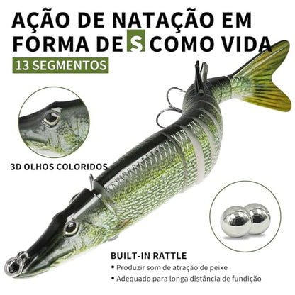 TRUSCEND Swimmax Easy Catch Fishing Lures with BKK Hooks, Wiggling, Vibrating, Rattling and Gurgling for More Bite, Heavy-Duty Dyneema Fiber Jointed Swimbaits for Bass, Trout, Walleye, Crappie, Pike - color: H1-11.8", 7.4oz