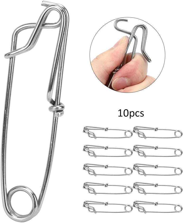 Dilwe Longline Snap Clip, 10Pcs 2.6X100mm Stainless Steel Long line Snap Clips Suitable for Long Line Fishing, Floats, Sharking, Tuna Fishing, Crabbing, Shrimping, etc