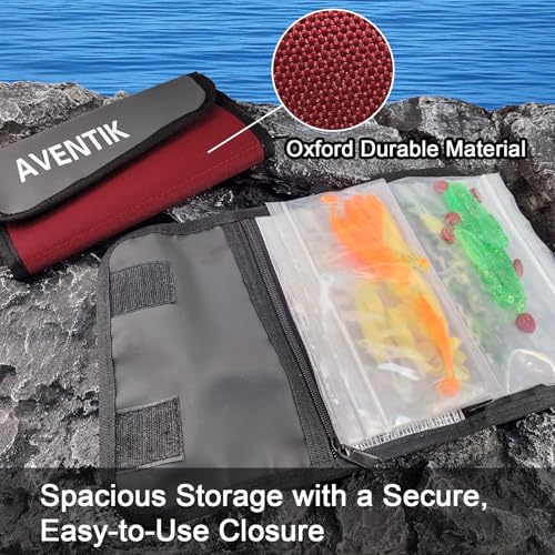 Aventik Fishing Tackle Organizer Case Soft Bait Binder Plastic Baits Spinner Bait Tackle Organized Removable Storage Pockets (Dark Red) - color: M:Dark Red