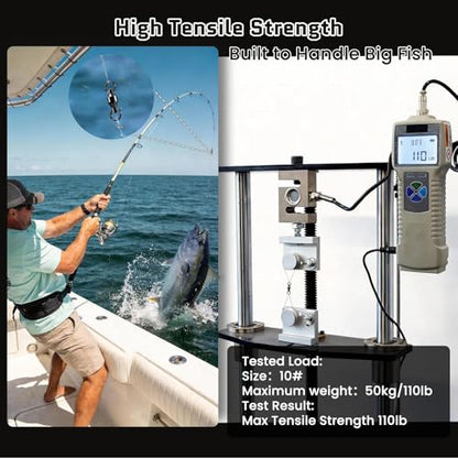 FishTrip 25pcs Fishing Swivels with Split Rings, High Strength Stainless Steel Ball Bearing Swivel Speed Clips Quick Snap Change Connector for Saltwater Freshwater Size 0#-10# - size: 6#_44LB_25Pcs