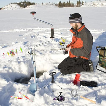 Ice Fishing Rod Reel Combo Complete Set Ice Fishing Gear with Backpack Seat Ice Cleats Ice Fishing Jigs Line Full Ice Fishing Kit