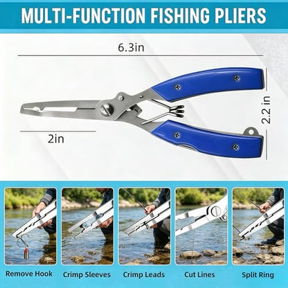 Fish Lip Gripper，Fish Gripper with Scale & Multi Fishing Pliers Set | 40LB Fish Grabber Fishing Gripper, 360° Swivel Handle, Rust Resistant Pliers, Saltwater & Freshwater Fishing