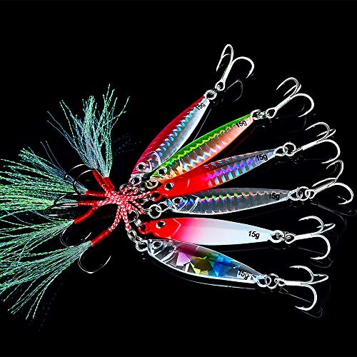 Dyxssm Jigs Fishing Spoons Hard Lures Spinners Jigging Bait 7g 10g 15g 20g 30g (Pack of 6) - size: 20 g / 0.71 oz