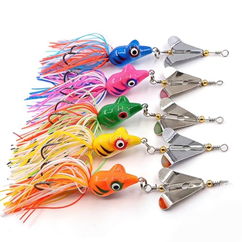 Buzzbait Frog Topwater Fishing Lures, Silicone Skirt Buzz Blade Spinner Baits, Floating Bass Snakehead Pike Lure for Freshwater Saltwater Fishing