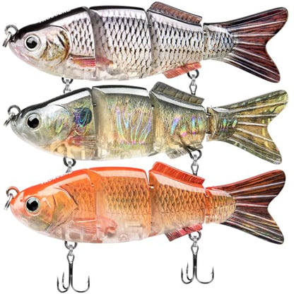 TRUSCEND Swimmax Easy Catch Fishing Lures with BKK Hooks, Wiggling, Vibrating, Rattling and Gurgling for More Bite, Heavy-Duty Dyneema Fiber Jointed Swimbaits for Bass, Trout, Walleye, Crappie, Pike - color: D2-3.5"-0.5oz