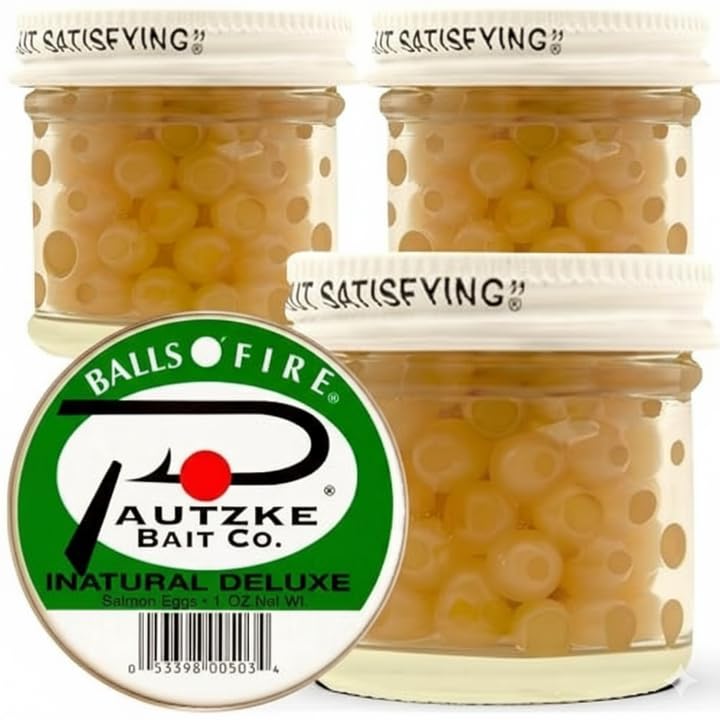 Pautzke Balls O' Fire Salmon Eggs Bait - Real Salmon Eggs for Trout Fishing, Soft Fish Eggs for Salmon Fishing, Can Be Used as Single Egg Salmon Bait or Salmon Egg Sacks - color: 3-Yellow Jackets