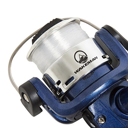 Wakeman Fiberglass Fishing Rod and Reel Combo – 2-Piece 65-Inch Medium Action Spinning Rod Set for Lake Fishing - color: Blue