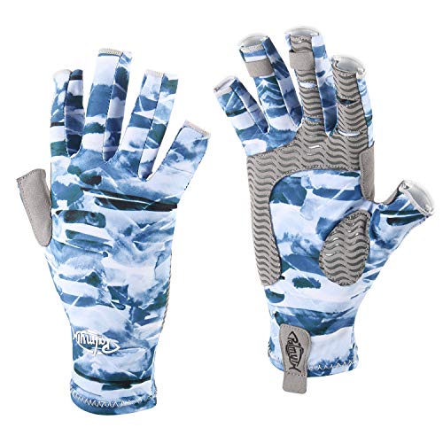 Palmyth UV Protection Fishing Fingerless Gloves UPF50+ Sun Gloves Men Women for Kayaking, Hiking, Paddling, Driving, Canoeing, Rowing - color: Mountain Sky, size: Small