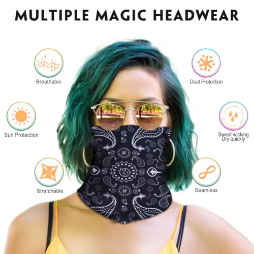 Neck Gaiter for Men Women Headwear Bandana Head Wrap Face Scarf Mask Cover Warmer Balaclava-Seamless & Versatile - color: A-6pcs-muliti Paisley