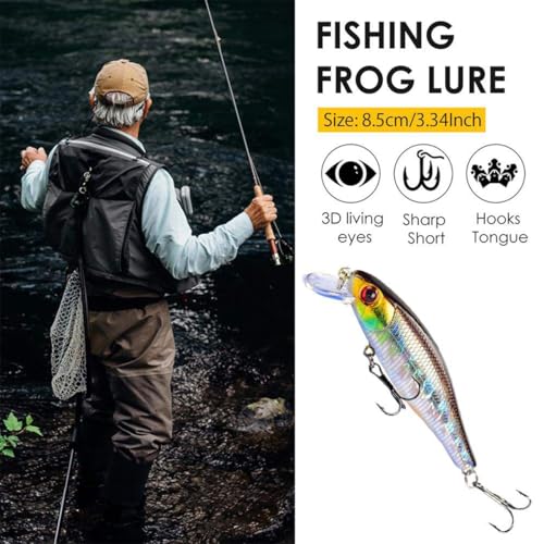 1pc Japan Hot Model Sinking Minnow Fishing Lures 3.35inch 9.2G Jerkbait with 3D Eyes & Sharp Treble Hooks, Lifelike Skin Artificial Bait for Saltwater & Freshwater