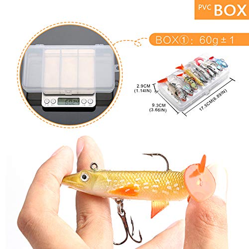 DONQL Soft Fishing Lures Kit, 10 Pcs Pre-Rigged Jig Heads, Paddle Tail Swimbaits for Bass, Trout, Walleye, Crappie, Sinking Swimbaits Tackle with Box, Shad Soft Bait Jigs for Freshwater Saltwater