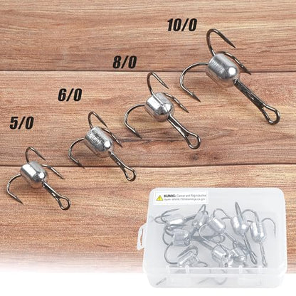 Snagging Hooks Snagging Weighted Treble Hooks 5pcs Large Weighted Fishing Hooks for Baitfish Tuna Swordfish Trout Salmon Fishing 4 Sizes 1oz 1.25oz 1.5oz 2.5oz - size: 10/0-2.5oz-5pcs