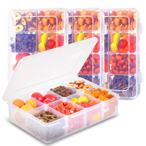 4 Pcs Snack Box Container. | 8 Compartments Snack Containers Reusable Meal Lunch Containers.