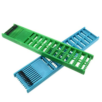 Fishing Hook Holder 2pcs 6x27cm Blue and Green Fishing Snelled Hook Holder Plastic Double Side Spring Hooks Storage Catch Holder for Snelled Rigs Holder Lead Tray Jigs Board