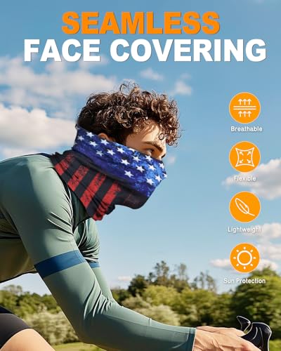 4Pack Neck Gaiter for Men Women Face Cover Mask Head Wrap Balaclava Headwear Bandana Headband Magic Scarf - color: A-flag-1