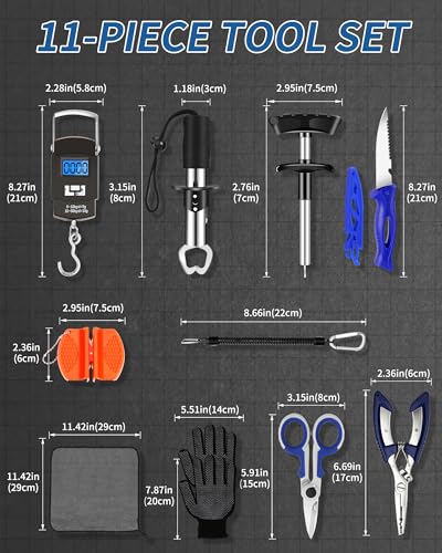 Fishing Tool Kit - Fishing Pliers, Hook Remover, Fish Gripper，Fish Scale, Fish Knife, Saltwater Fishing Gear with Sharpeners, Best Gifts for Men - color: Orange with scale