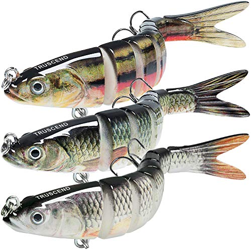 TRUSCEND Swimmax Easy Catch Fishing Lures with BKK Hooks, Wiggling, Vibrating, Rattling and Gurgling for More Bite, Heavy-Duty Dyneema Fiber Jointed Swimbaits for Bass, Trout, Walleye, Crappie, Pike - color: A-5.4",0.9oz
