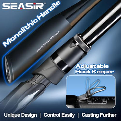 SEASIR Overcast Saltwater Fishing Rod, 2 Piece M/MH, Carbon Fiber | Freshwater Spinning Rod 6'6/7'6/8'/8'6, 36T Carbon Fiber, Fuji O, Bass Catfish Trout Rod - style: S662/1.98m-medium