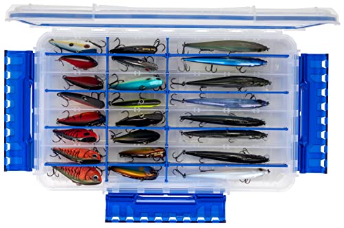 Flambeau Outdoors Ultra Divided Slim Waterproof Ultimate Tuff Tainer | 32 Compartments, Zerust Anti-Corrosion Dividers, Individually Stores 6"+ Jerkbaits, Lipless Cranks, Swim Baits, 14" x 8.9" x 1.7" - size: 5000/3700, style: 32 Compartments